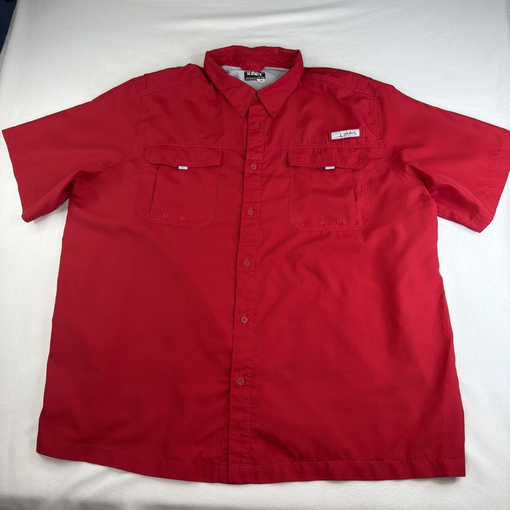 Habit Mens 3XL Red Fishing Shirt Solar Factor Short Sleeve Vented Outdoor